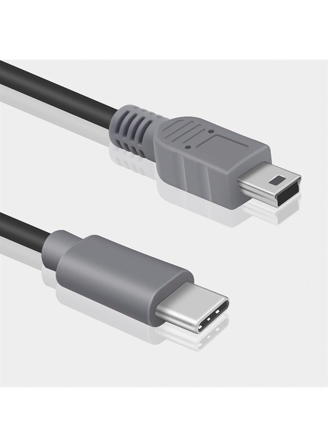 Duttek Mini USB to USB C OTG Cable, USB C Male to Mini USB 5-Pin Male On-The-go Data Convertor Adapter OTG Cable for MacBook, iMac Pro, Chromebook Pixel(Grey & Black) (10 inch/25 cm) - Image 2