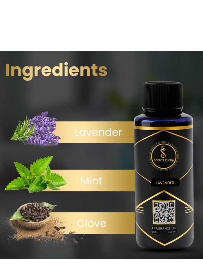 Scenta Flora - Lavender - Diffuser Aroma Oil - Soothing, Healing, and Relaxing Fragrance for Scent Diffusers - Aromatherapy (50 ml) - Image 1