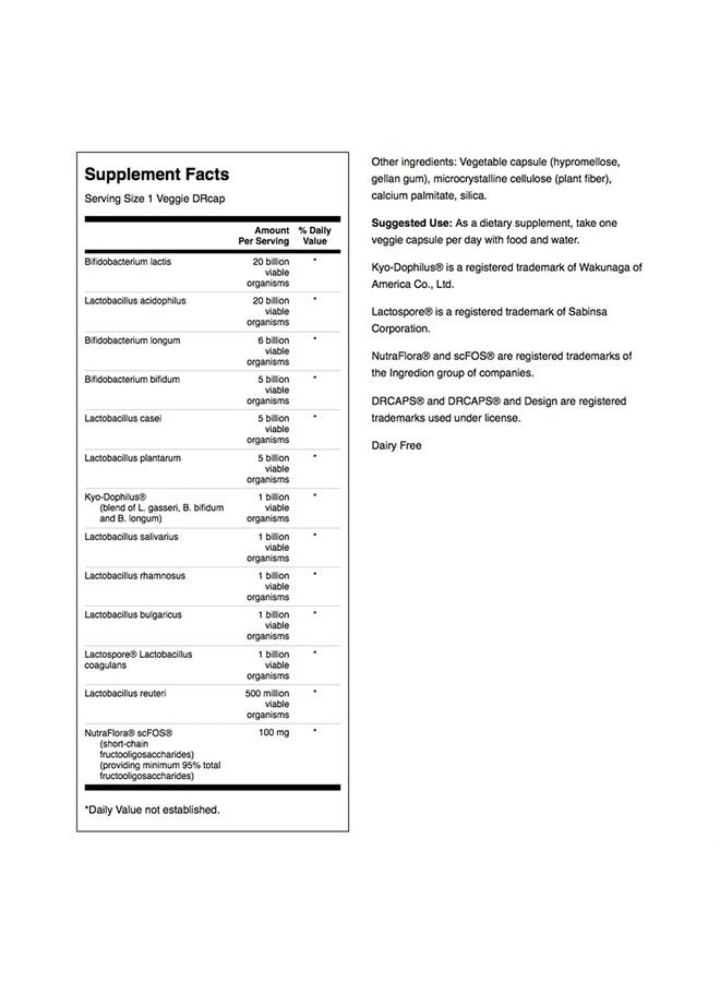 SWANSON Ultimate Probiotic Formula Digestive Health Immune System Support 66 Billion CFU Prebiotic NutraFlora scFOS 30 DRcaps Veggie Capsules (Caps)
