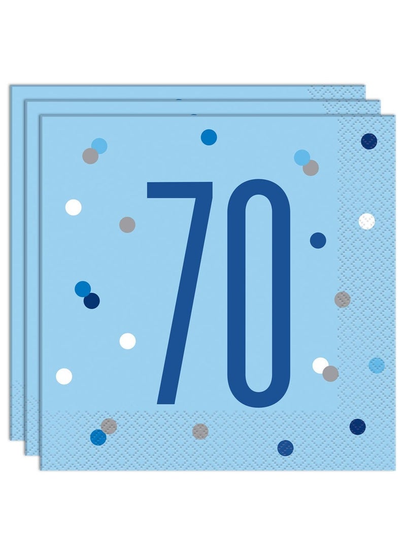 يونيك مناديل حفلات الذكرى السنوية السبعين، أدوات مائدة زرقاء، 33 سم، عبوة من 16 قطعة