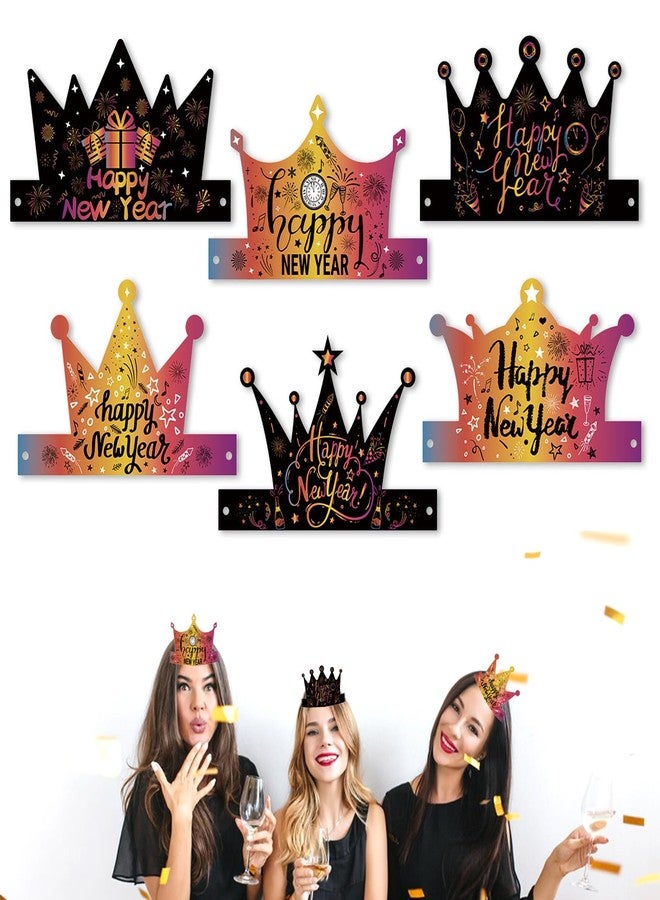 Glodecart 12PCS New Year Party Hats - Disposable Paper Crowns in Black for New Year's Eve 2025 Celebration Decoration - Image 1