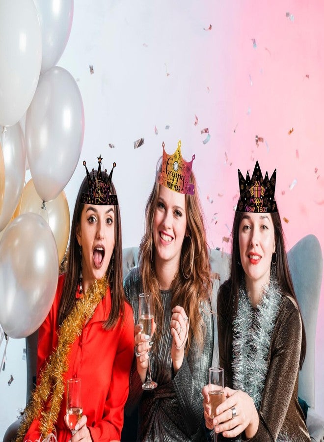 Glodecart 12PCS New Year Party Hats - Disposable Paper Crowns in Black for New Year's Eve 2025 Celebration Decoration - Image 3