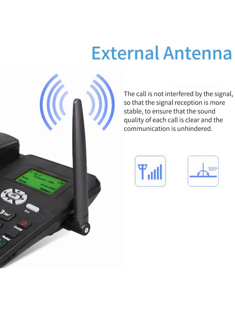 Generic Cordless Phone Desktop Telephone Support GSM 850/900/1800/1900MHZ Dual SIM Card 2G Fixed Wireless Phone with Antenna Radio Alarm Clock Funtion for House Home Call Center Office Company Hotel  - Image 5