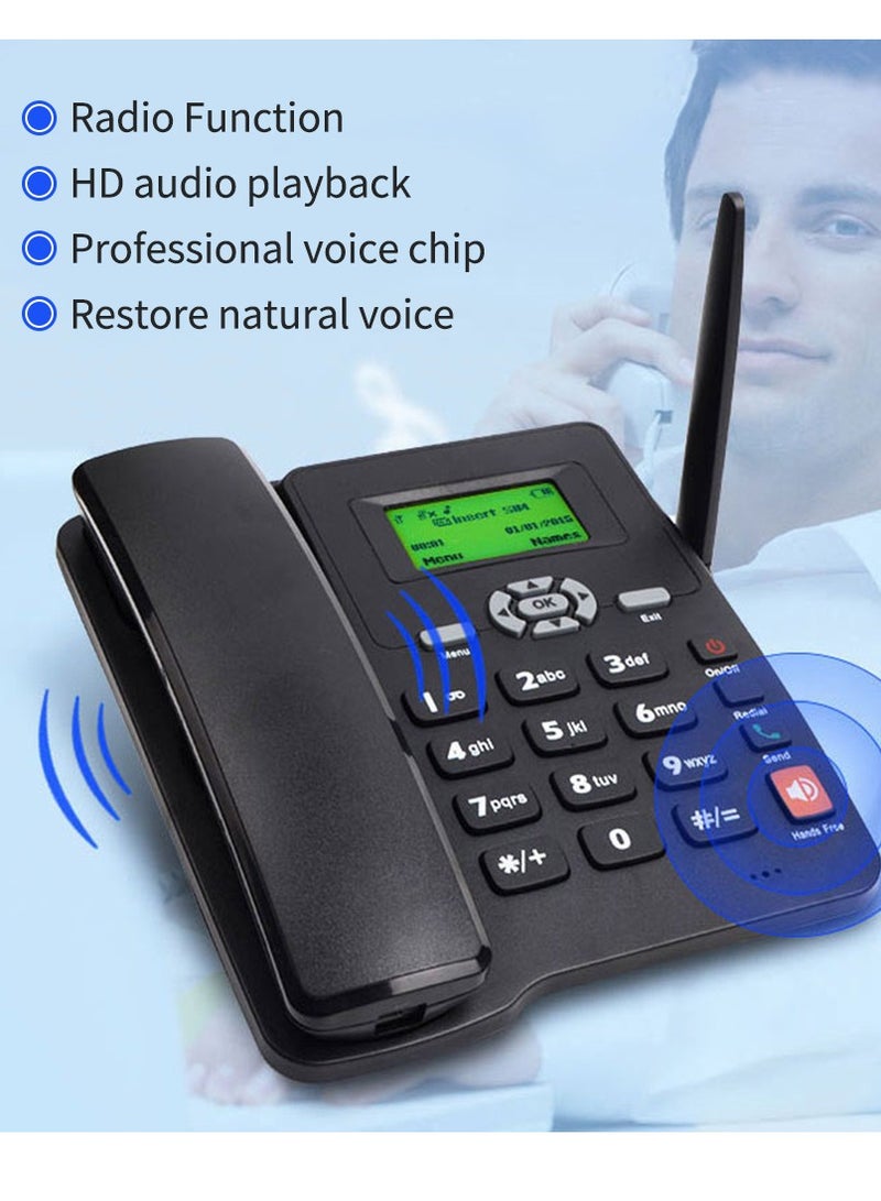 Generic Cordless Phone Desktop Telephone Support GSM 850/900/1800/1900MHZ Dual SIM Card 2G Fixed Wireless Phone with Antenna Radio Alarm Clock Funtion for House Home Call Center Office Company Hotel  - Image 3