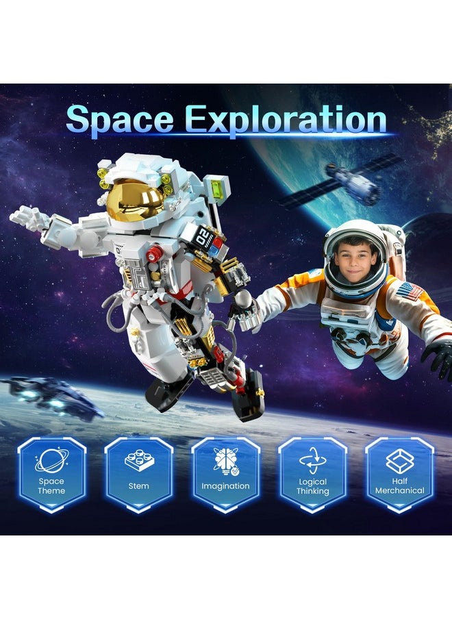 HBUDS Space Astronaut Building Sets, HBUDS Space Toys Building Blocks Stem Kit, Cool Astronaut Toy Room Decor with Display Stand, Birthday Ideas for Boys Girls Adults Kids 8-14 and Up  - Image 2