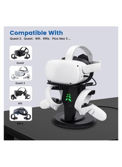 KASTWAVE VR Stand, VR Headset Charging Dock Display Stand, Touch Controllers Accessories for Oculus Quest, Quest 2,Rift, Rift S, Valve Index, Black  - Image 2