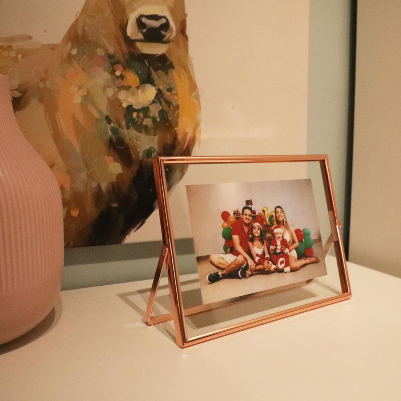 AhaGo Rose Gold Floating Frame (6x8   Horizontal)  For Picture Sizes 5x7  4x6  3x5  Tabletop Shelf Photo Frame  Classy Gift For Father's Day  Wedding  Home or Office D cor - Image 5