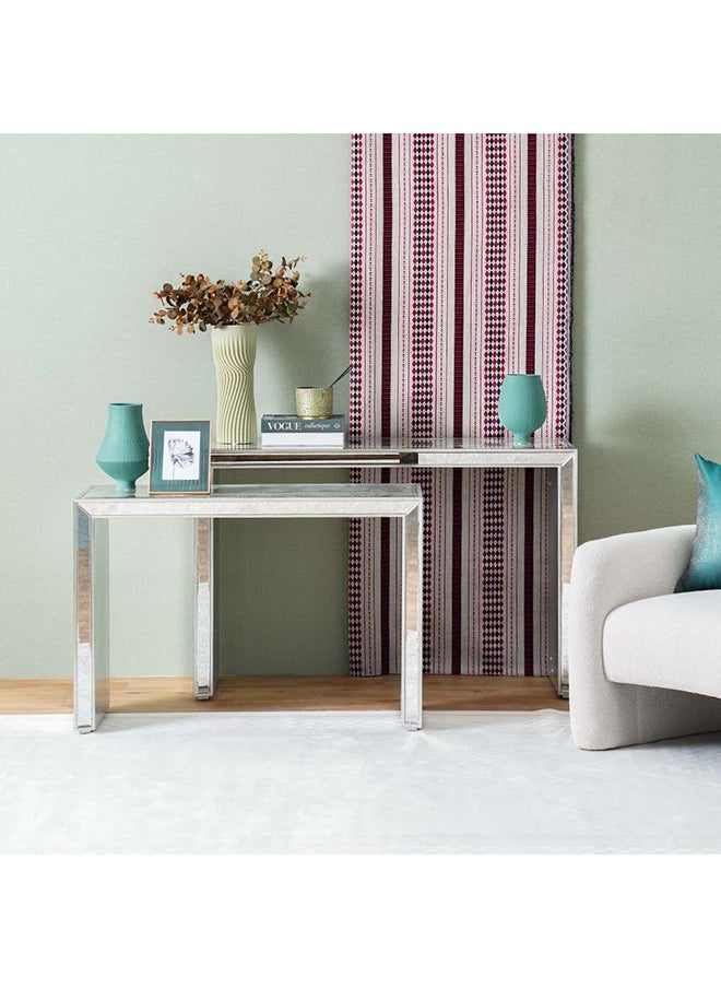 DANUBE HOME Neruda Console Table Set Of 2 Multifunctional Living Room Table Hallway Table Modern Design Console Table For Doorway L 120x40x77 Cm L 102x40x67 Cm Antique Mirror  - Image 1