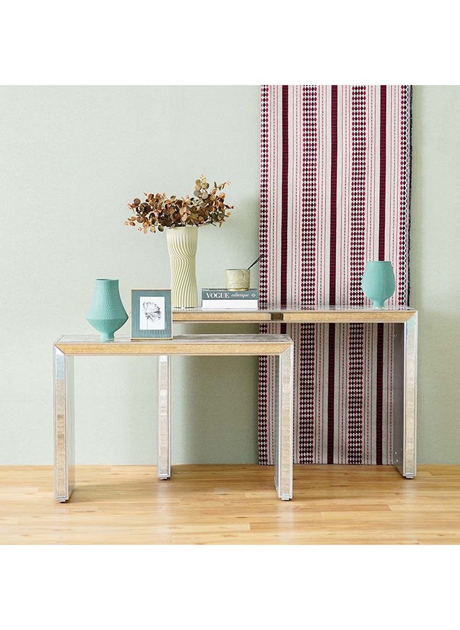 DANUBE HOME Neruda Console Table Set Of 2 Multifunctional Living Room Table Hallway Table Modern Design Console Table For Doorway L 120x40x77 Cm L 102x40x67 Cm Antique Mirror  - Image 2