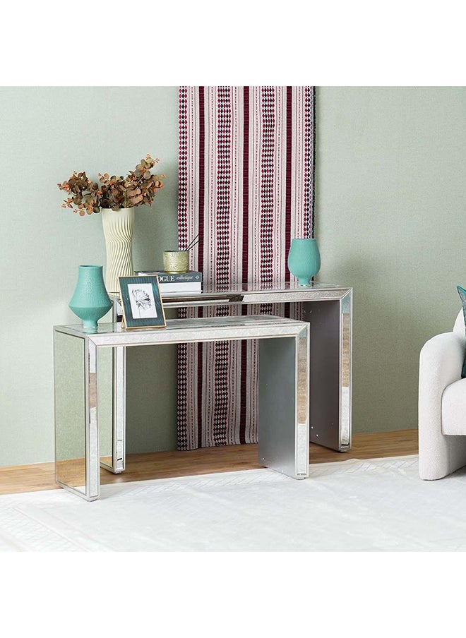 DANUBE HOME Neruda Console Table Set Of 2 Multifunctional Living Room Table Hallway Table Modern Design Console Table For Doorway L 120x40x77 Cm L 102x40x67 Cm Antique Mirror  - Image 4
