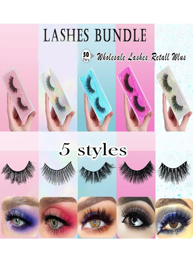 U-Hotmi Wholesale Faux Mink Lashes 50 Pair Natural Look Fluffy Eyelashes Soft Lashes Bulk 5 Styles Volume Lashes with Individual Package - Image 2