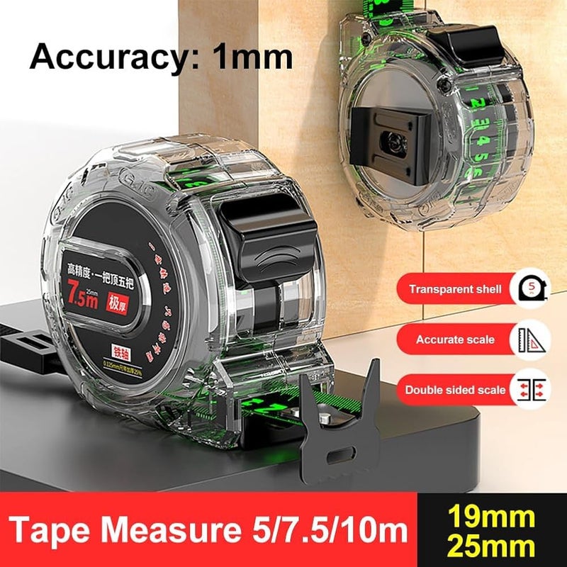 NALACAL Measuring Tape Measure, Self-Locking Steel Metric Tape Measure Tool Glow in The Dark Double-Sided Mark for Surveyors, Engineers and Electricians, with Magnetic Tip and Rubber Protective Casing - Image 4