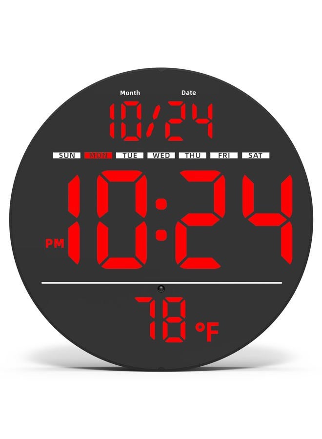 XUANZIT Digital Wall Clock with Large LED Display, Auto-Brightness, Temperature, Low-Reflectivity, Small Silent Non-Ticking Modern Electric Wall Clock for Bedroom, Living Room, Office, Classroom, Farmhouse - Image 1
