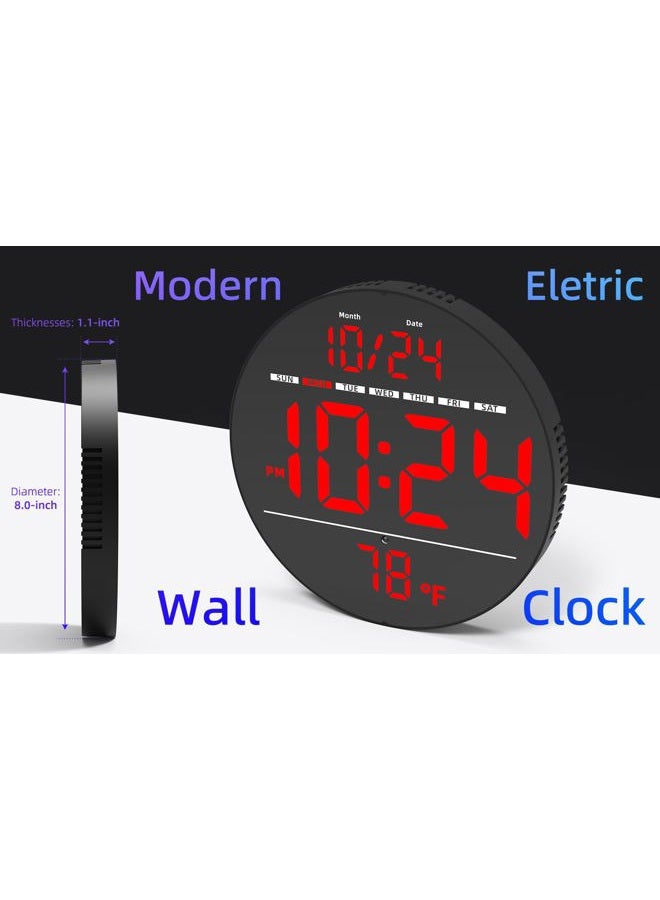 XUANZIT Digital Wall Clock with Large LED Display, Auto-Brightness, Temperature, Low-Reflectivity, Small Silent Non-Ticking Modern Electric Wall Clock for Bedroom, Living Room, Office, Classroom, Farmhouse - Image 2