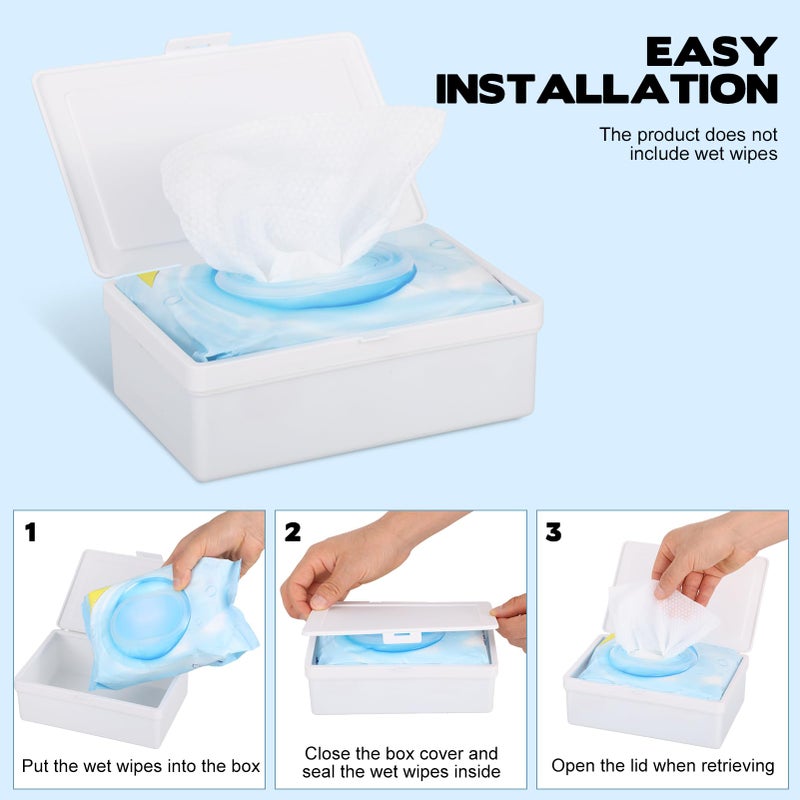 FMOACEN 2 Pack Wipes Dispenser Compatible with Cottonelle Flushable, Refillable Wipe Holder with Sealing Lid, Keeps Wipes Clean and Fresh, Non-Slip Wipe Container White Storage Box for Home Car Office - Image 3
