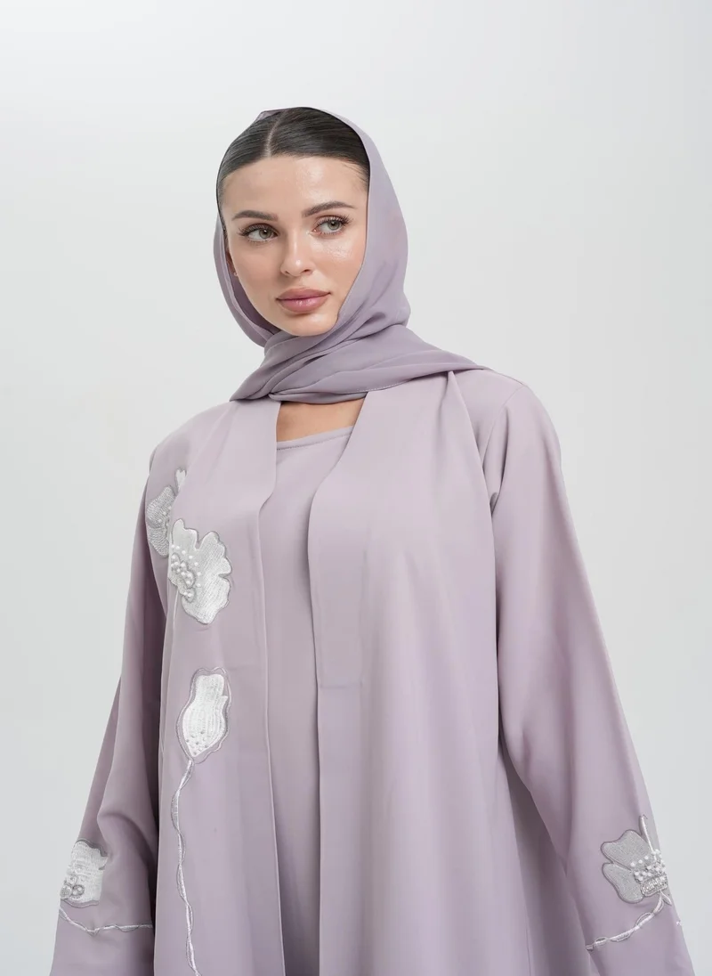 Meem by Mariyah Embroidered front open abaya