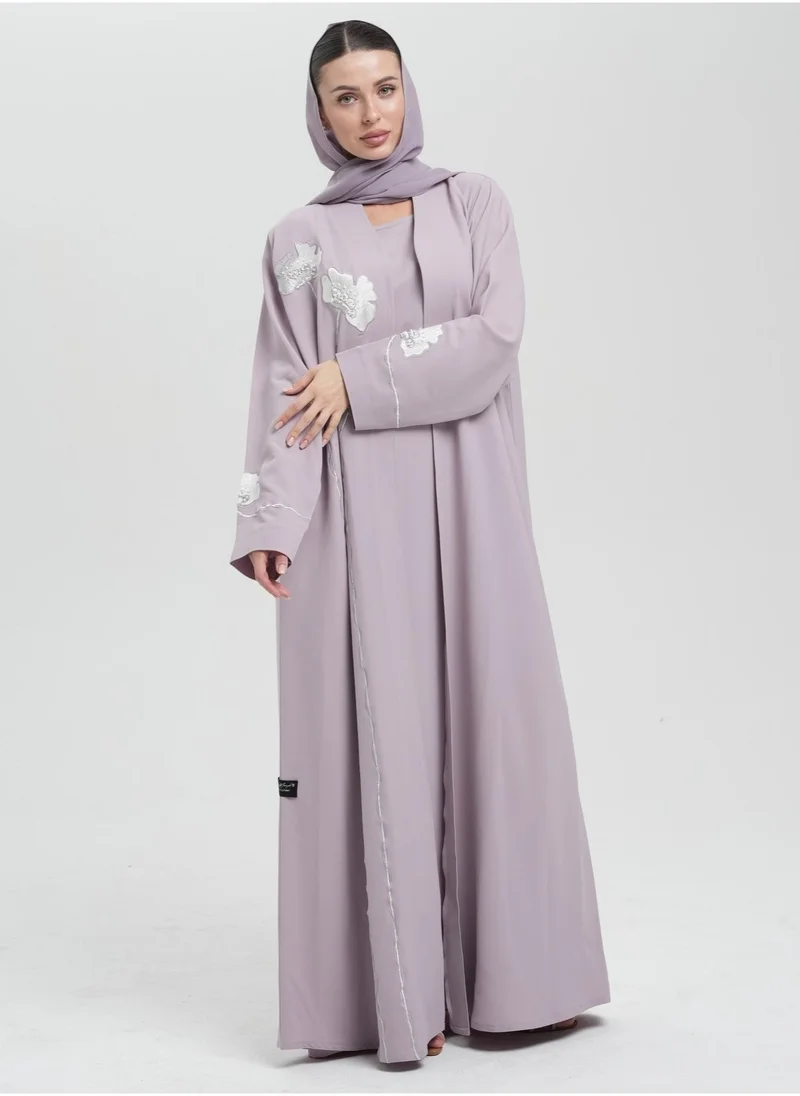 Meem by Mariyah Embroidered front open abaya