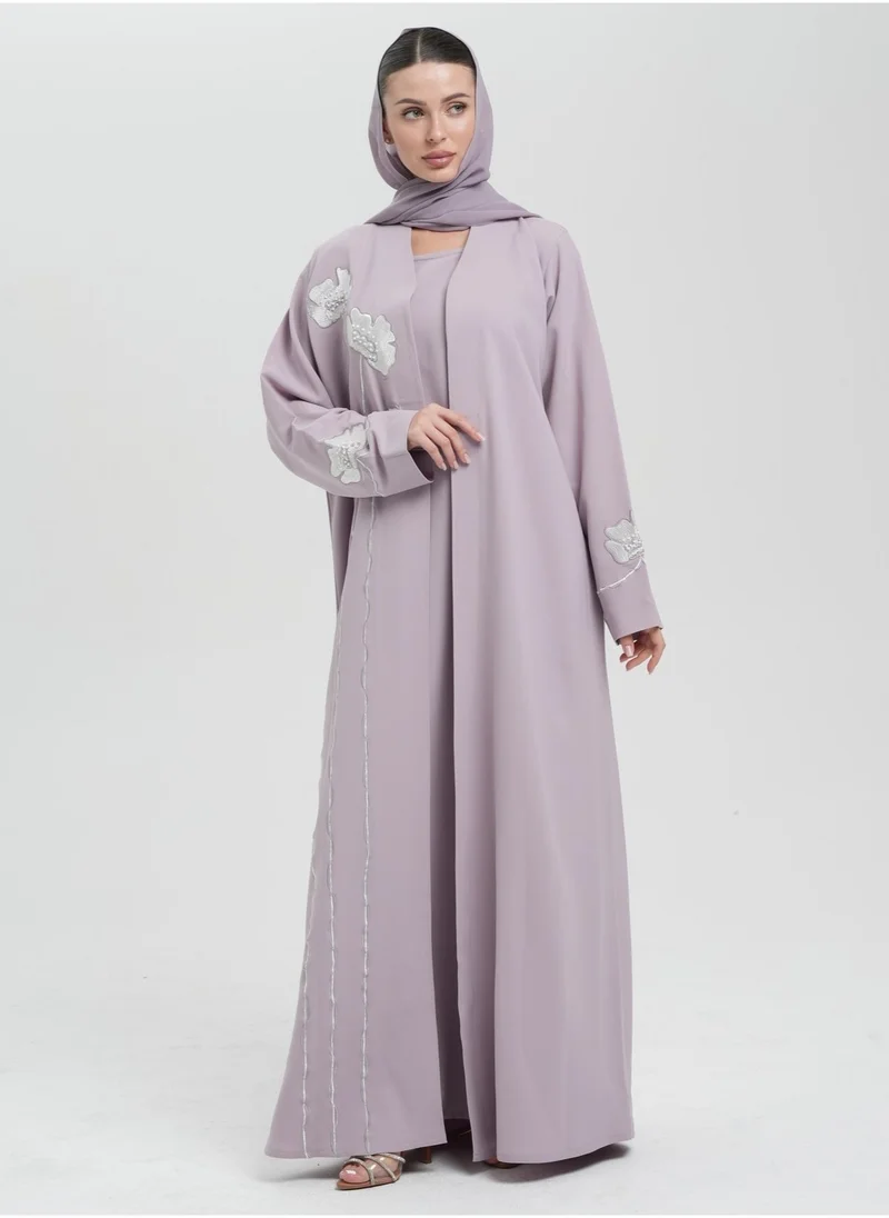 Meem by Mariyah Embroidered front open abaya