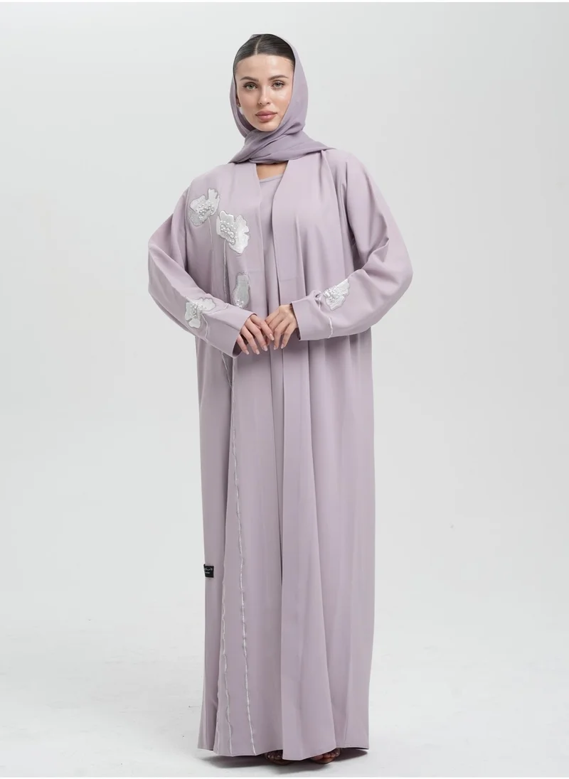 Meem by Mariyah Embroidered front open abaya