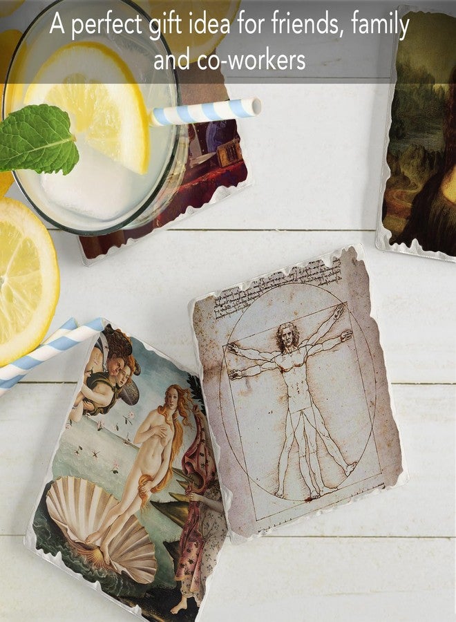 Counterart Thirstystone Renaissance Collection 4-Pack Assorted Tumbled Tile Stone Coasters with Protective Cork Backing Manufactured in The USA - Image 4