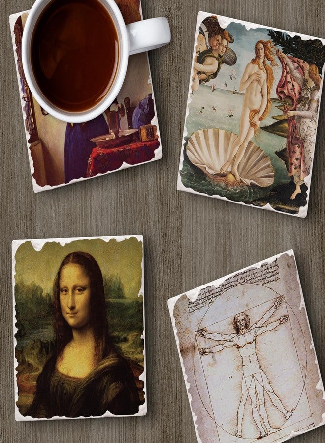 Counterart Thirstystone Renaissance Collection 4-Pack Assorted Tumbled Tile Stone Coasters with Protective Cork Backing Manufactured in The USA - Image 5