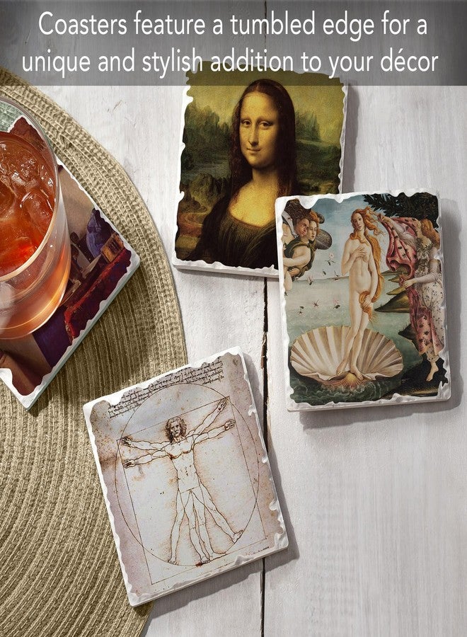 Counterart Thirstystone Renaissance Collection 4-Pack Assorted Tumbled Tile Stone Coasters with Protective Cork Backing Manufactured in The USA - Image 3