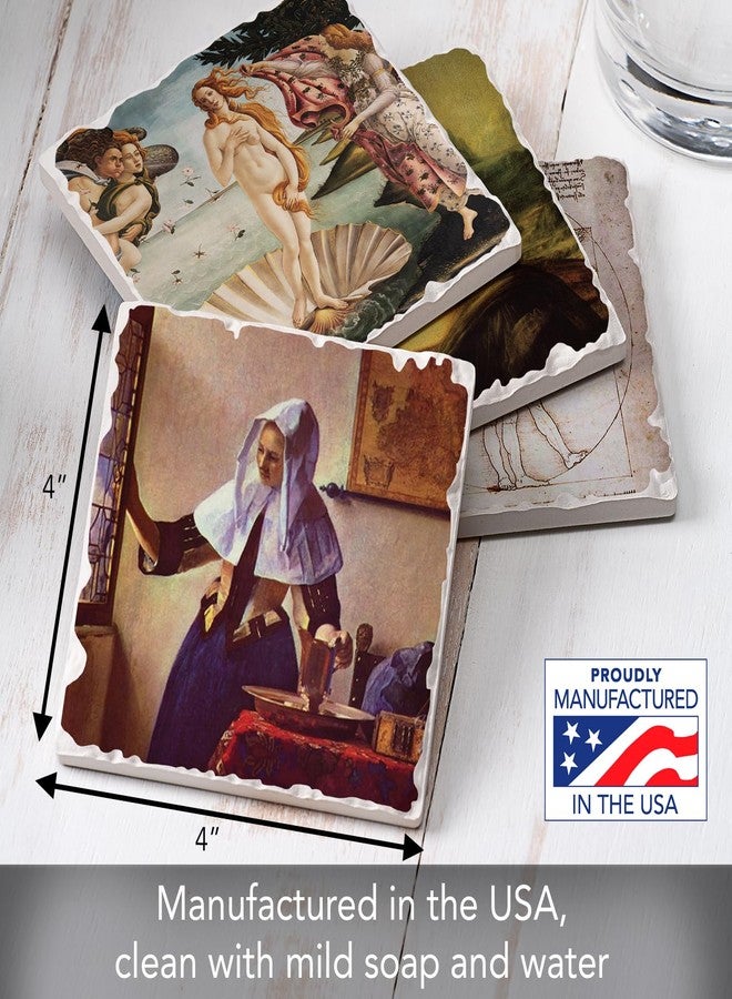 Counterart Thirstystone Renaissance Collection 4-Pack Assorted Tumbled Tile Stone Coasters with Protective Cork Backing Manufactured in The USA - Image 2