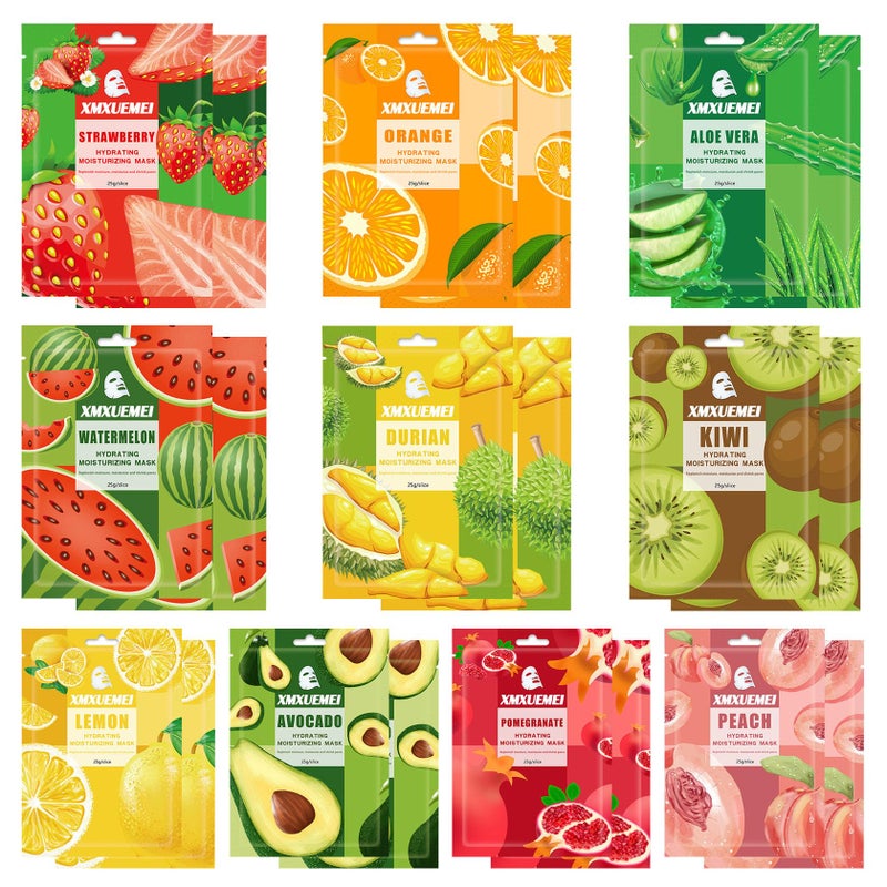 XMXueMei 20 Pcs Facial Sheet Mask ComboHydrating Face MaskEasy to UseMoisturizing Daily Sheet Mask