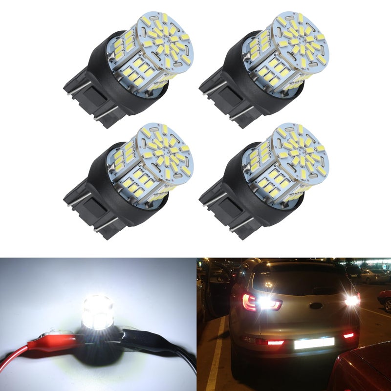 مصباح LED iFunyLED 4 قطع 7443 ضوء احتياطي عكسي 12V24V فائق السطوع 7440 T20 مجموعة استبدال ضوء للسيارة ضوء احتياطي عكسي ضوء ذيل ضوء فرامل إشارة انعطاف ضوء تشغيل نهاري أبيض زينون