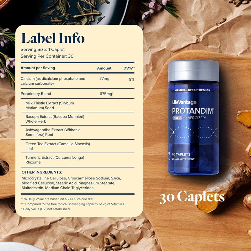 LifeVantage Protandim Nrf2 Synergizer 30 Caps Nrf2 Activator Healthy Aging Supplement Antioxidants Fight Oxidative Stress 5 Herb Blend Supports Cellular Health Ashwagandha Turmeric Milk Thistle - Image 2