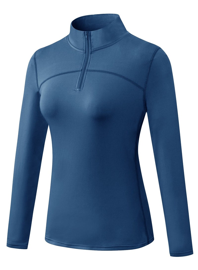 Loquat Women Quick Dry Breathable Long Sleeve T-Shirt Dark Blue  - Image 1