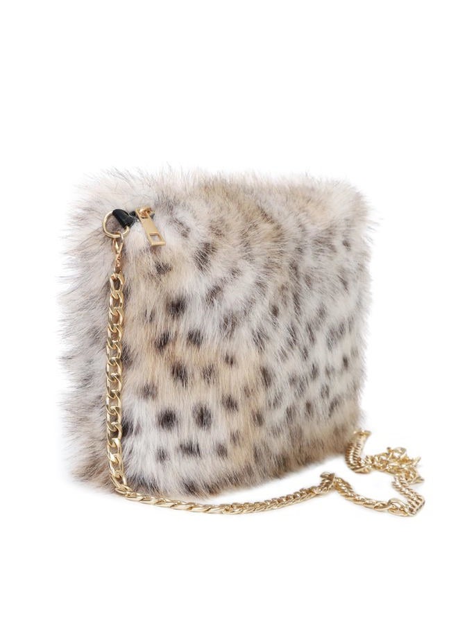 LA CARRIE Faux Fur Crossbody Bags for Women Shoulder Bag Purse Handbags Shoulder Strap(Khaki Leopard Printed) - Image 3
