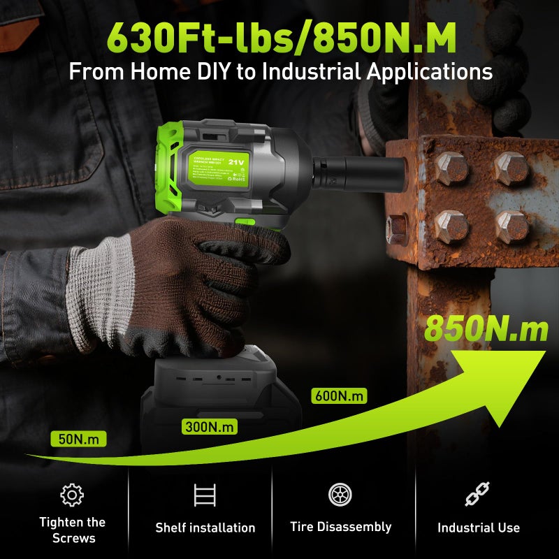 WorkBless 850Nm (630Ft-lbs) Cordless Impact Wrench for Makita 18V Battery, Brushless 1/2 Impact Gun, Electric Impact Wrench for Car Tire, Mower Lug Nut, 3-Speed, 4 Cr-V Sockets(BATTERY NOT INCLUDE) - Image 4