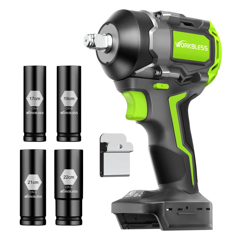 WorkBless 850Nm (630Ft-lbs) Cordless Impact Wrench for Makita 18V Battery, Brushless 1/2 Impact Gun, Electric Impact Wrench for Car Tire, Mower Lug Nut, 3-Speed, 4 Cr-V Sockets(BATTERY NOT INCLUDE) - Image 1