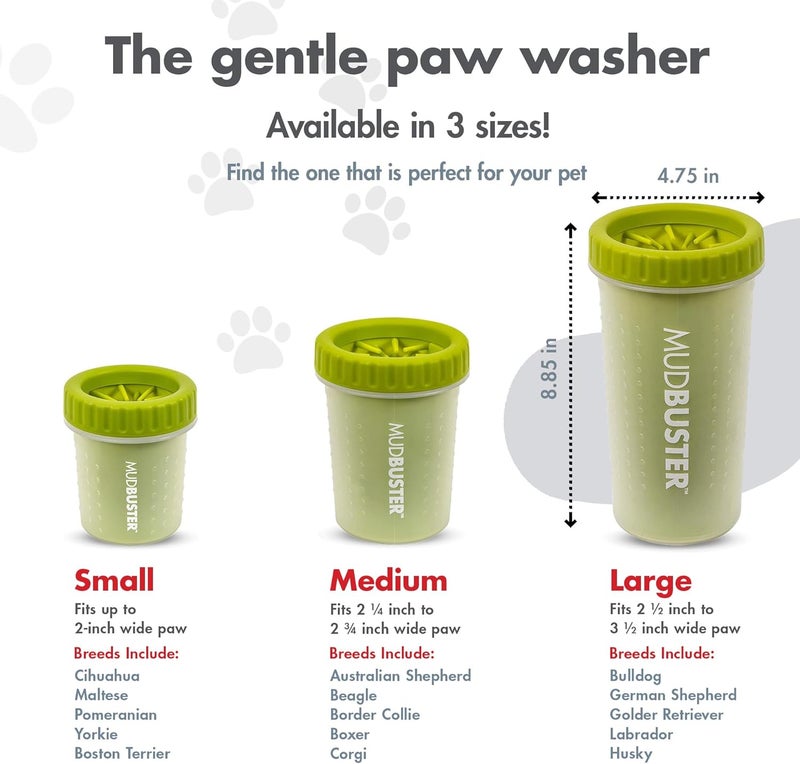 Dexas MudBuster Portable Dog Paw Cleaner, Large, Green (PW720383) - Image 3