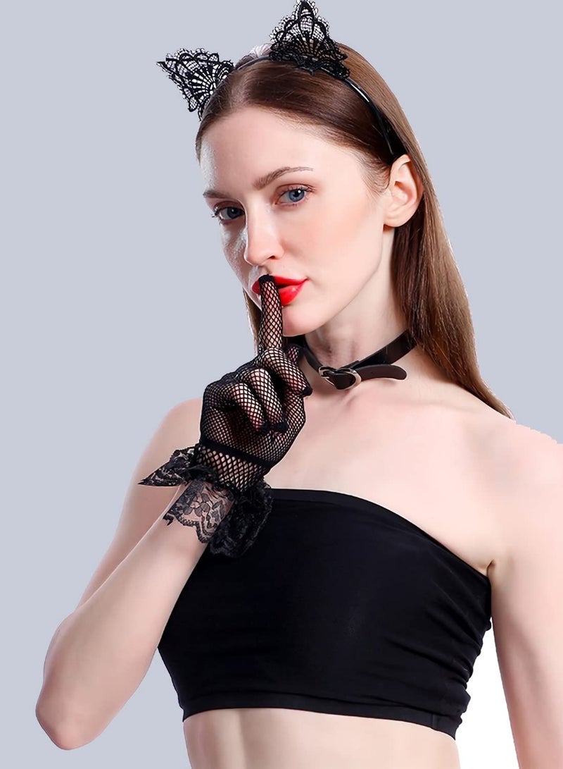 Lace Gloves For Women Elegant Short Lace Gloves Tea Party Gloves Wrist Length Floral Gloves Sunblock Bridal Gloves For Opera Evening Party Wedding Prom  Cosplay Gloves - Image 2
