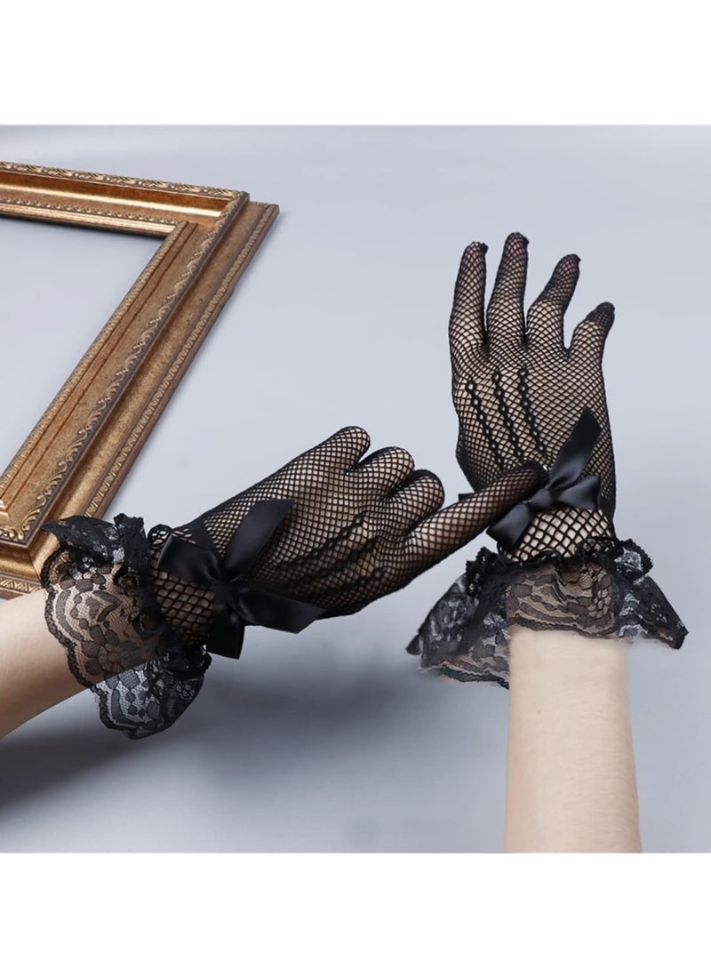 Lace Gloves For Women Elegant Short Lace Gloves Tea Party Gloves Wrist Length Floral Gloves Sunblock Bridal Gloves For Opera Evening Party Wedding Prom  Cosplay Gloves - Image 3