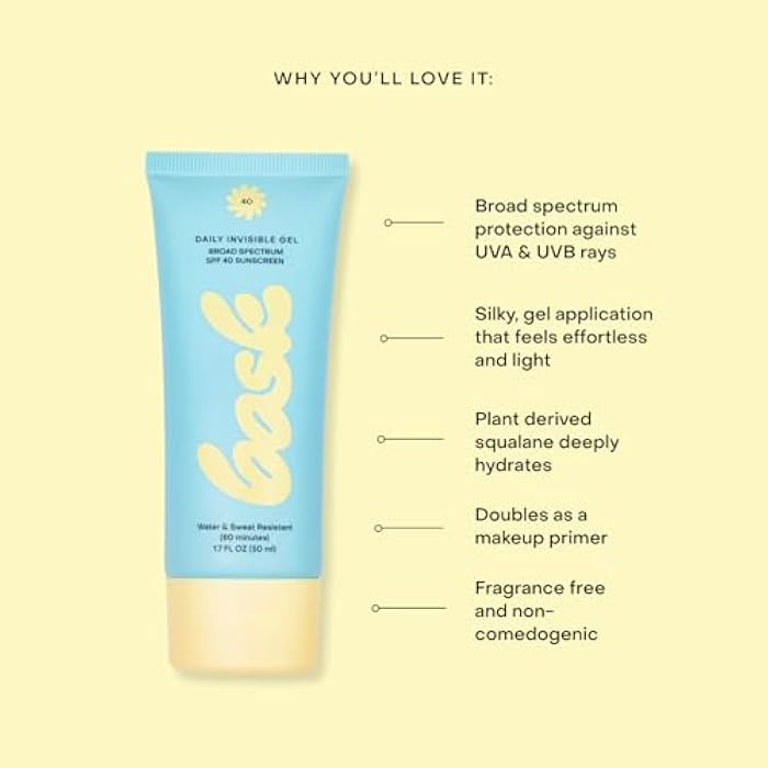 Bask Suncare SPF 40 Daily Invisible Gel Face Sunscreen - Broad Spectrum Protection, Fragrance Free, Makeup Primer, Hydrating, Lightweight & Non-Greasy, Dermatologist Recommended, 1.7 fl oz - Image 3
