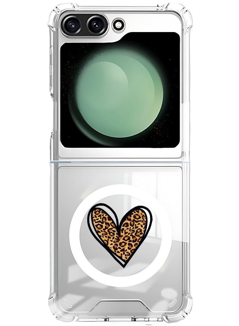 Theodor Magnetic Case for Samsung Galaxy Z Flip 6 Compatible with MagSafe Wireless Charging, Shockproof Phone Bumper Cover leopard Print - Image 1