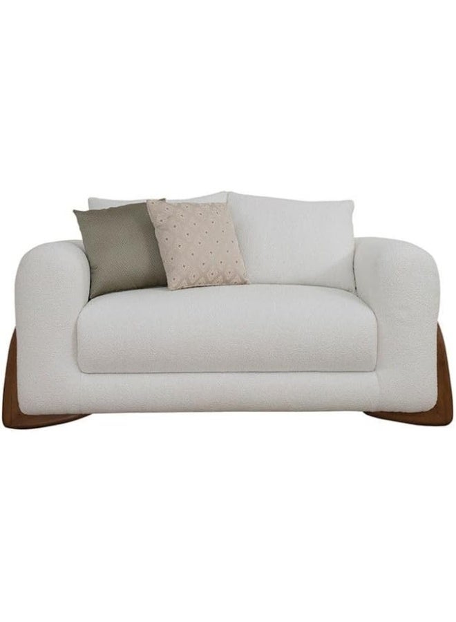 Comfynest The Renzo 2 Seater Sofa Luxurious Design With Premium Fabric Best For Living Room | For Hotel | Wooden Base 97X176X74Cm White  - Image 1
