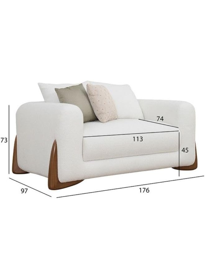 Comfynest The Renzo 2 Seater Sofa Luxurious Design With Premium Fabric Best For Living Room | For Hotel | Wooden Base 97X176X74Cm White  - Image 2