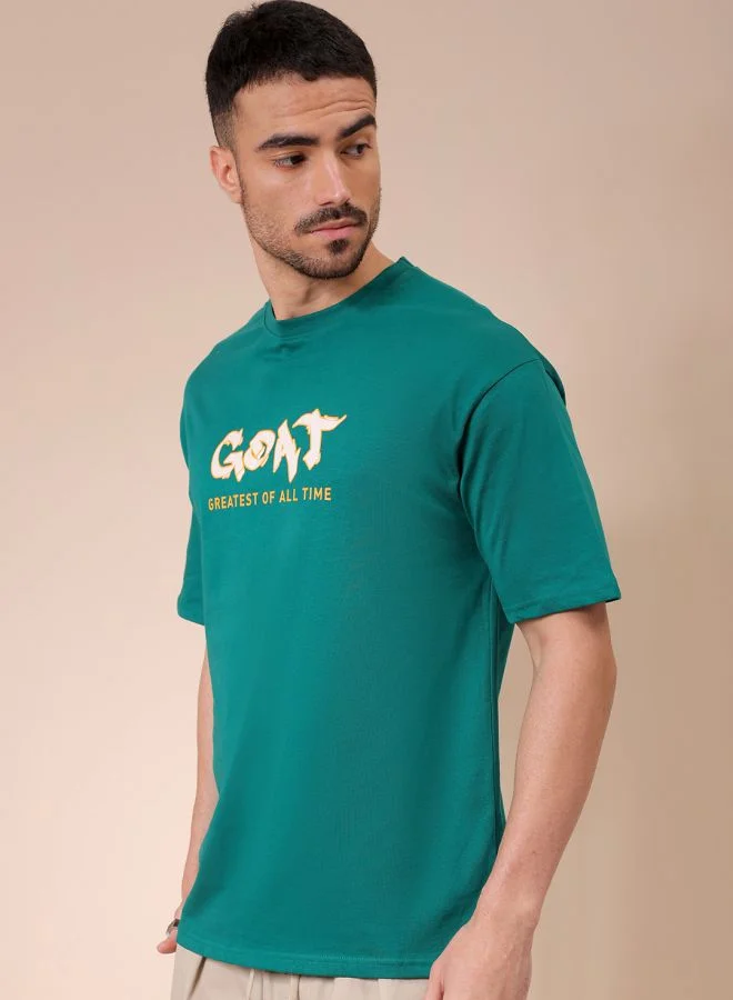 The Indian Garage Co Men Boxy Oversized Graphic Back Printed Round Neck Tshirt