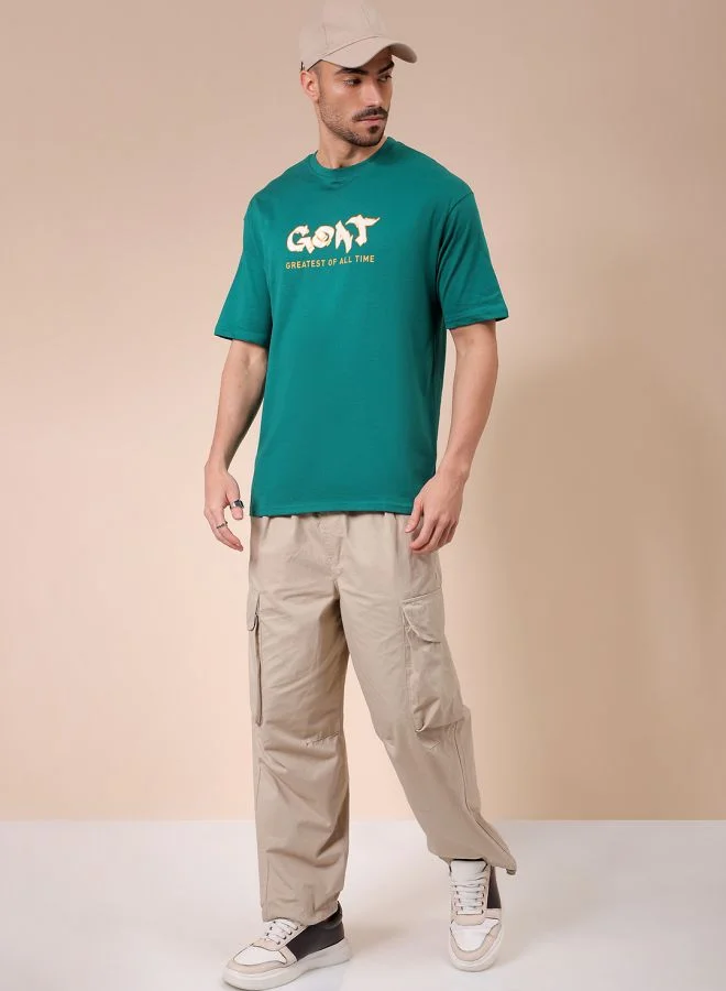 The Indian Garage Co Men Boxy Oversized Graphic Back Printed Round Neck Tshirt