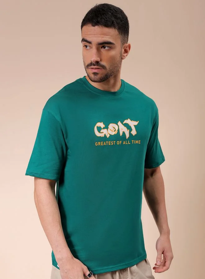 The Indian Garage Co Men Boxy Oversized Graphic Back Printed Round Neck Tshirt