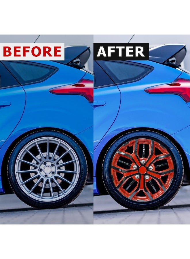 Wheel Covers, Red and Black Sport Design Hub Caps, Taiwan Wheel Cover | Nested Style, Set of 4 - Image 2