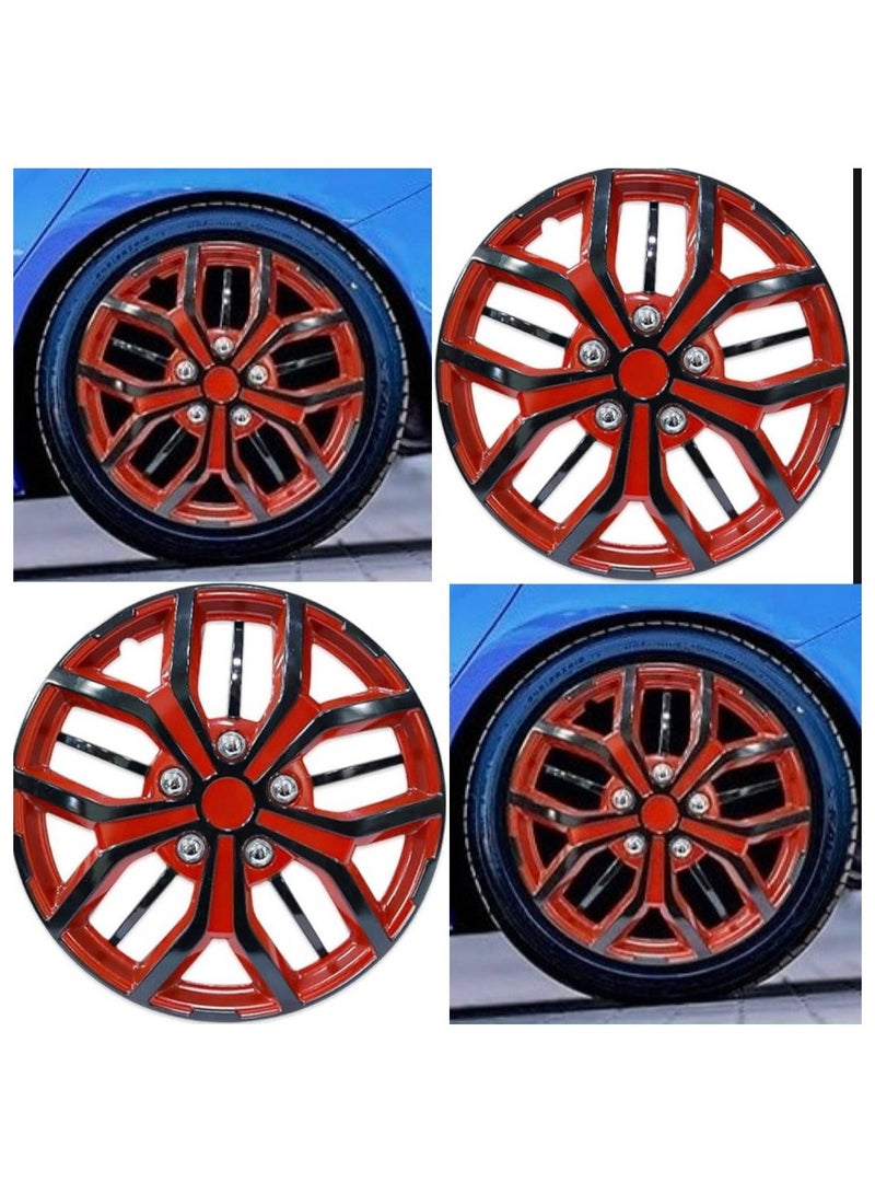Wheel Covers, Red and Black Sport Design Hub Caps, Taiwan Wheel Cover | Nested Style, Set of 4 - Image 1