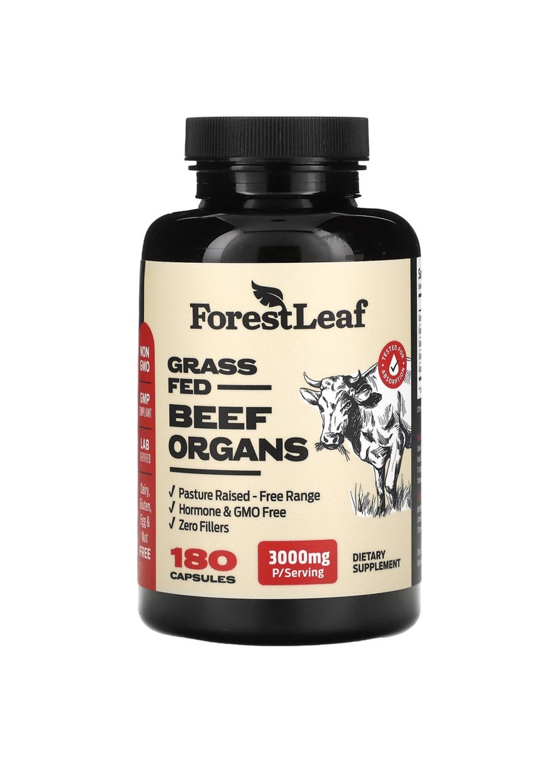 Grass Fed Beef Organs, 180 Capsules