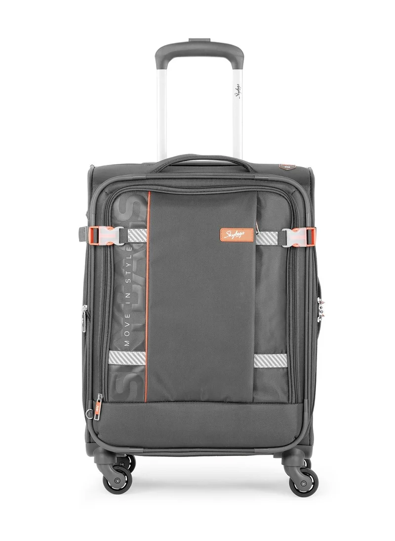 Skybags 4 WHEELS SKYBAGS SNAZZY STEEL GREY SOFTSIDE CABIN TROLLEY BAG - SK STSNAH59SGY