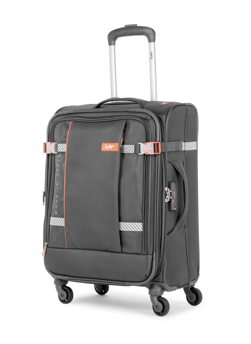 Skybags 4 WHEELS SKYBAGS SNAZZY STEEL GREY SOFTSIDE CABIN TROLLEY BAG - SK STSNAH59SGY