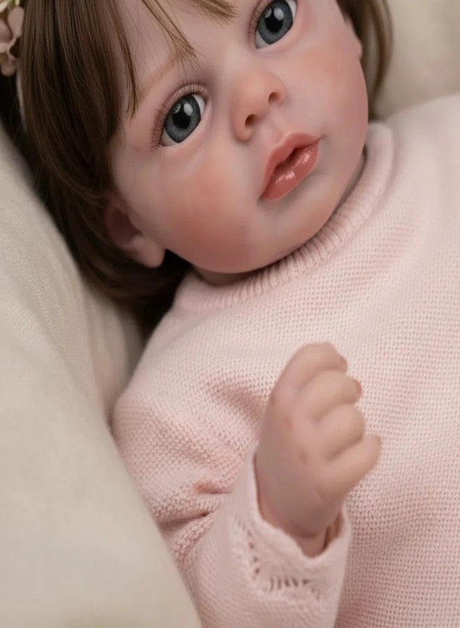 Zero Pam Reborn Baby Dolls Girls 20 Inch Realistic Baby Doll with Hair, Lifelike Reborn Toddler Girl Dolls Soft Cloth Body, Handmade Doll for Girl Boy Toys with Accessories - Image 1
